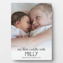 My First Cuddle With Sibling Foto Baby Newborn Fotoplatte