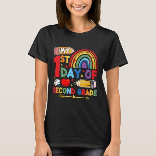 My First Day Of 2nd Grade Second Grade Rainbow T-Shirt (Vorderseite)