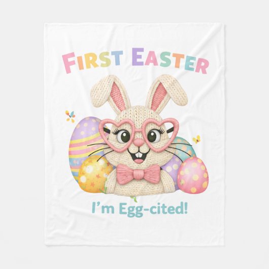 My First Easter Egg-cited Bunny Baby Gift Fleecedecke (Vorderseite)