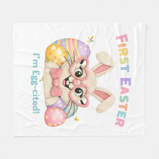 My First Easter Egg-cited Bunny Baby Gift Fleecedecke (Vorderseite (Horizontal))