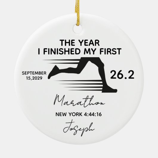 My First Marathon 26.2 Custom Name & Year Keramik Ornament (Hinten)