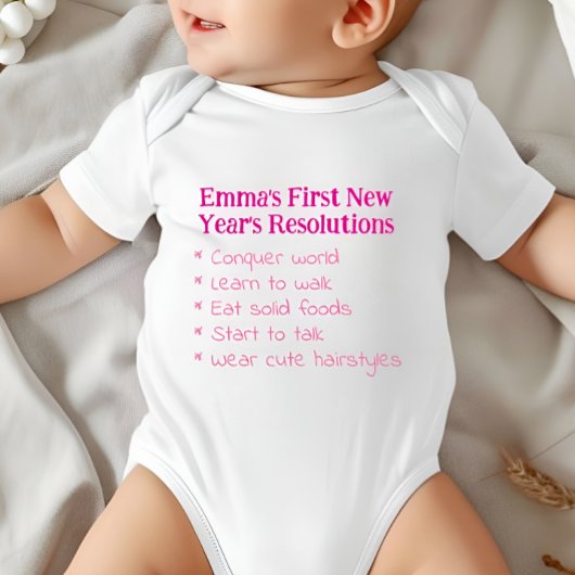 My First New Year's Resolutions, Girl, Funny    Baby Strampler