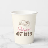My First Rodeo Birthday Personalized Pink Girl Pappbecher (Rückseite)