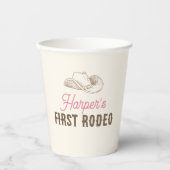 My First Rodeo Birthday Personalized Pink Girl Pappbecher (Vorderseite)