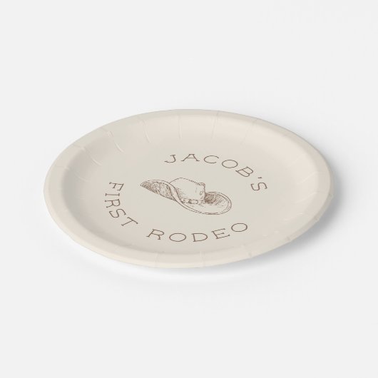 My First Rodeo Customizable Birthday Paper Plate Pappteller (Schrägansicht)