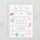My First Rodeo Southern Twins Cowboy Birthday Einladung (Vorne/Hinten)