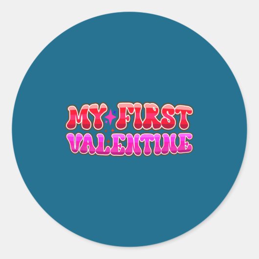 My First Valentine Heart Stars Fun Celebration  Runder Aufkleber (Vorderseite)