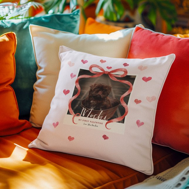 My First Valentine Personalized Pet Photo Pillow Kissen (Von Creator hochgeladen)