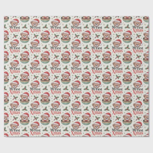 My First Xmas Teddy  Geschenkpapier (Flach)