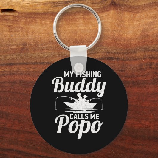 My Fishing Buddies Calls Me Popo Father's Day Fish Schlüsselanhänger (Vorderseite)