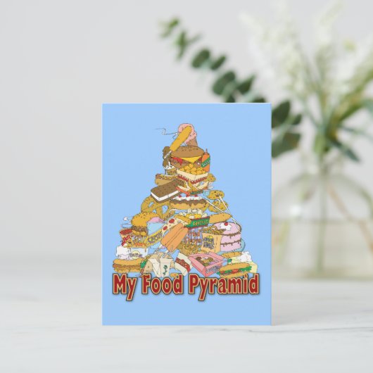 My Food Pyramide ~ Junk Food Snacks Postkarte (Stehend Vorderseite)