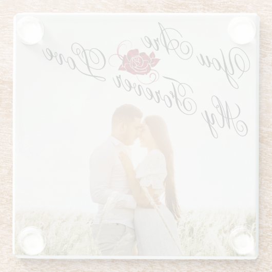 "My Forever Love" Rote Rose Einzigartiges elegante Glasuntersetzer (Rückseite)