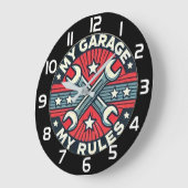 My Garage My Rules  mechanic gift Große Wanduhr (Winkel)
