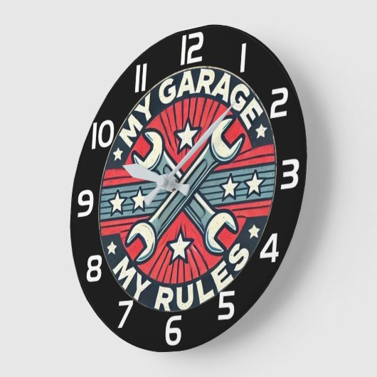 My Garage My Rules mechanic gift Große Wanduhr (Winkel)