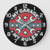 My Garage My Rules mechanic gift Große Wanduhr (Vorderseite)