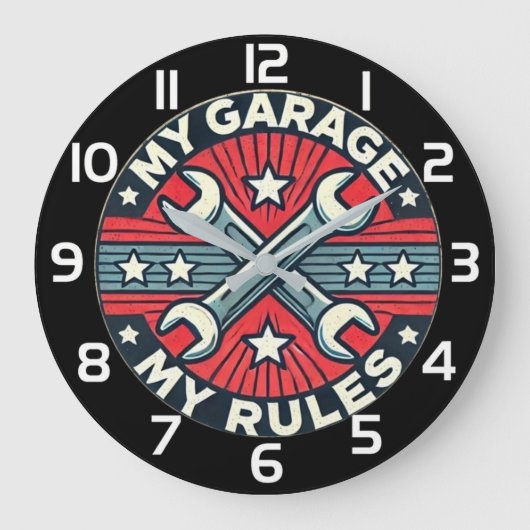 My Garage My Rules mechanic gift Große Wanduhr (Vorderseite)