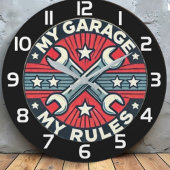 My Garage My Rules  mechanic gift Große Wanduhr