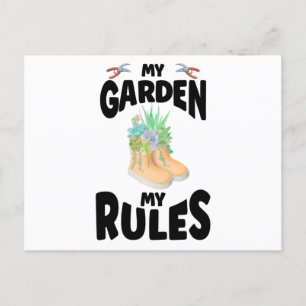 My Garden My Rules Rubber Boots Garden Postkarte