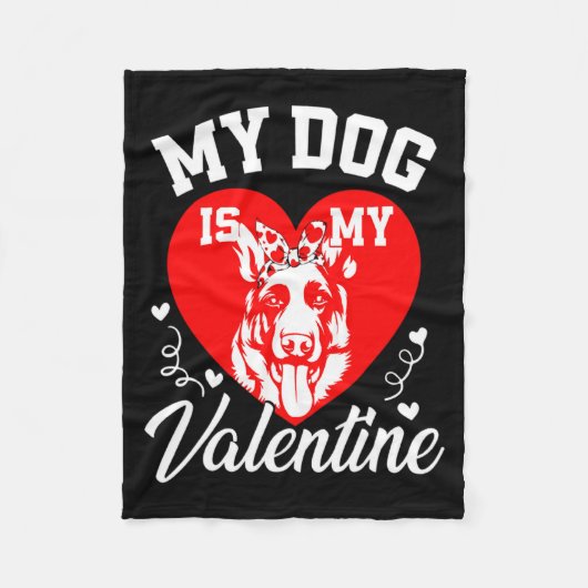 My German Shepherd Is My Valentine Dog Lover Valen Fleecedecke (Vorderseite)