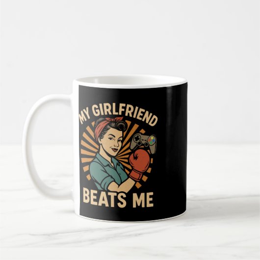 My Girlfriend Beats Me Retro Funny Men Couple Love Kaffeetasse (Links)