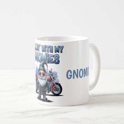 My Gnomies Funny Motorcycle Gnome Coffee Mug Kaffeetasse (VorderseiteRechts)