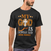 My God Is Stronger Than Leukemia Orange Ribbon T-Shirt (Vorderseite)