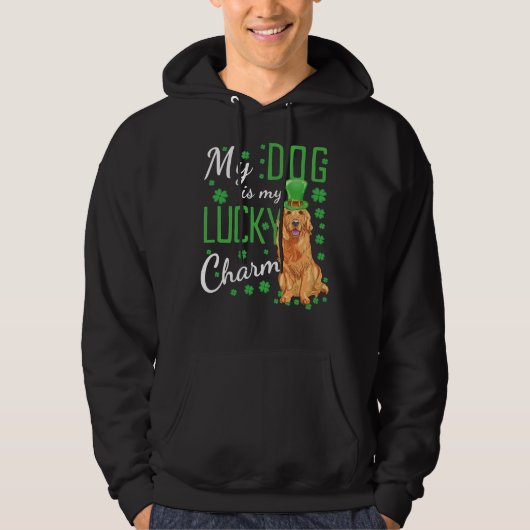 My Golden Retriever Is My Lucky Charm Funny St Pat Hoodie (Vorderseite)