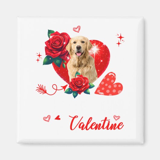 My Golden Retriever Is My Valentine Owner Floral H Magnet (Vorne)
