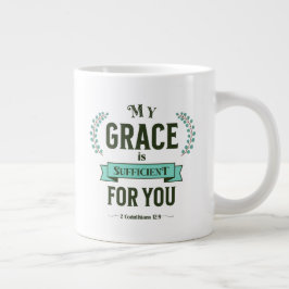 My Grace is Sufficient Scripture Teal Jumbo-Tasse
