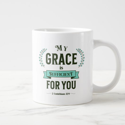 My Grace is Sufficient Scripture Teal Jumbo-Tasse (Rechts)