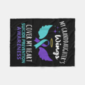 My Granddaughters Wings Cover Heart Suicide Awaren Fleecedecke (Vorderseite (Horizontal))