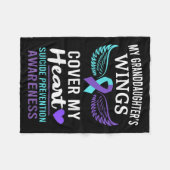 My Granddaughters Wings Cover Heart Suicide Awaren Fleecedecke (Vorderseite (Horizontal))