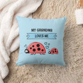 My Grandma loves me ladybugs blue baby Kissen