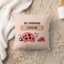 My Grandma loves me ladybugs peach baby Kissen