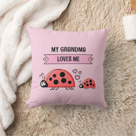 My Grandma loves me ladybugs pink baby Kissen