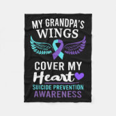 My Grandpa's Wings Cover Heart Suicide Awareness R Fleecedecke (Vorderseite)