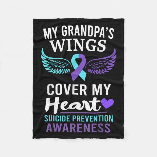 My Grandpa's Wings Cover Heart Suicide Awareness R Fleecedecke (Vorderseite)