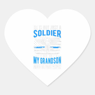 My Grandson is a Soldier Hero Proud Air For Gift Herz-Aufkleber