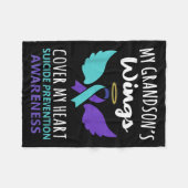 My Grandson's Wings Cover Heart Suicide Awareness Fleecedecke (Vorderseite (Horizontal))