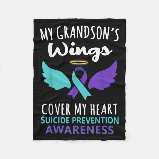 My Grandson's Wings Cover Heart Suicide Awareness Fleecedecke (Vorderseite)