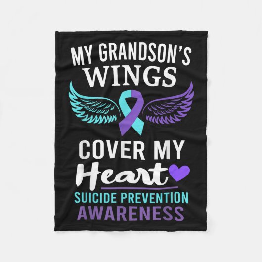 My Grandson's Wings Cover Heart Suicide Awareness Fleecedecke (Vorderseite)