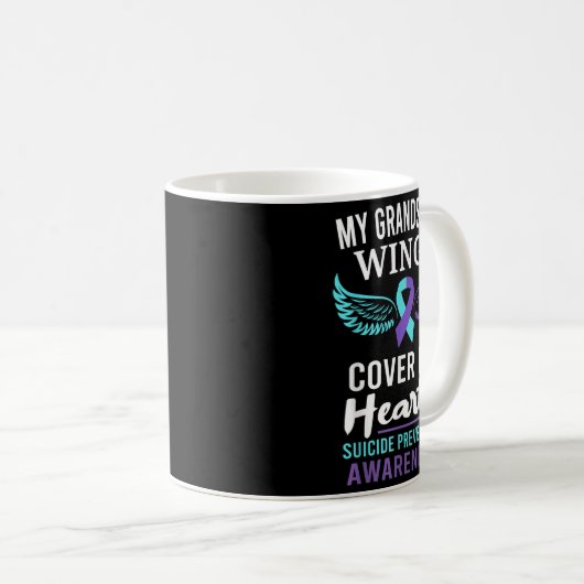 My Grandson's Wings Cover Heart Suicide Awareness  Kaffeetasse (VorderseiteRechts)