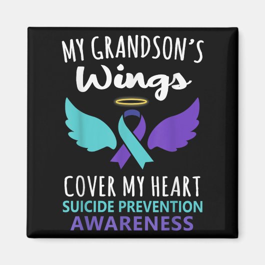My Grandson's Wings Cover Heart Suicide Awareness Magnet (Vorne)