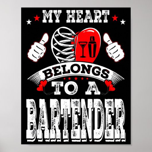 My Heart Belongs To A Bartender Valentine Day Poster (Vorne)