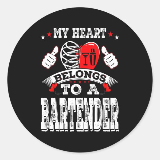 My Heart Belongs To A Bartender Valentine Day Runder Aufkleber (Vorderseite)