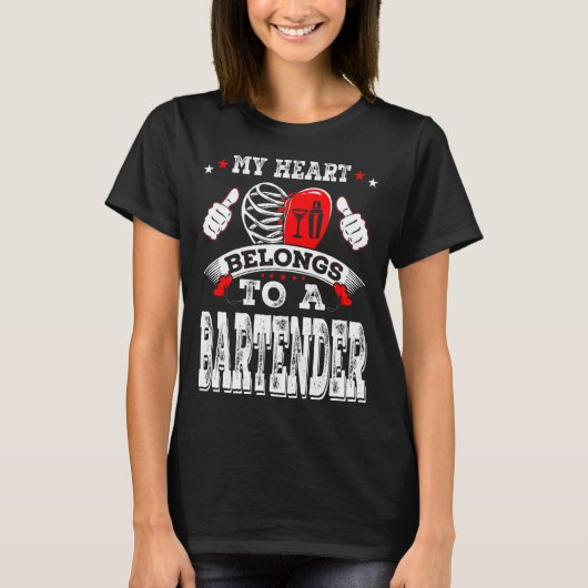 My Heart Belongs To A Bartender Valentine Day T-Shirt (Vorderseite)
