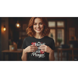 My Heart Belongs to a Bass Player Funny Musician Tri-Blend Shirt