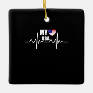My Heart Belongs To The USA July 4th Keramikornament