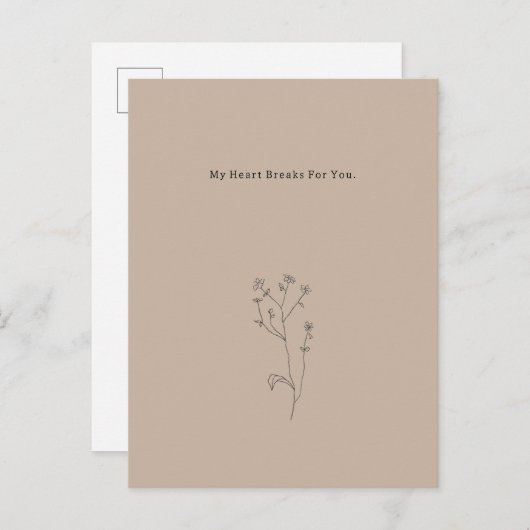 My Heart Breaks For You Quote Mourning Card Postkarte (Vorne/Hinten)
