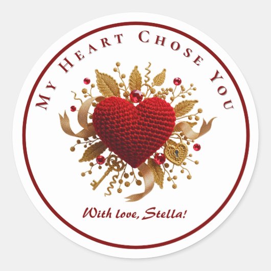 My Heart Chose You Romantic Knitted Heart Sticker (Vorderseite)